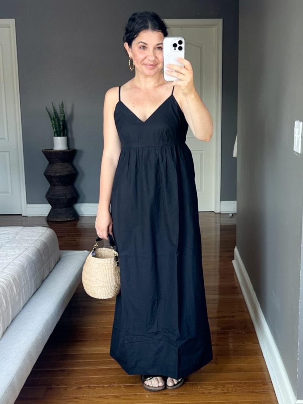 QUINCE Cotton Navy Maxi Dress XS